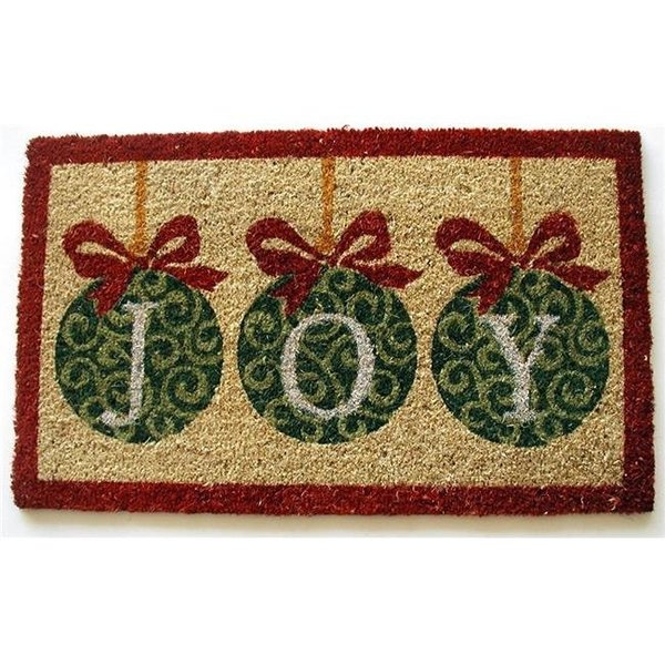 Geo Crafts Geo Crafts G617 JOY ORNAMENTS 18 x 30 in. PVC Backed Printed Coco Doormat G617 JOY ORNAMENTS